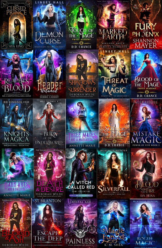 A collection of urban fantasy book covers at thumbnail size.